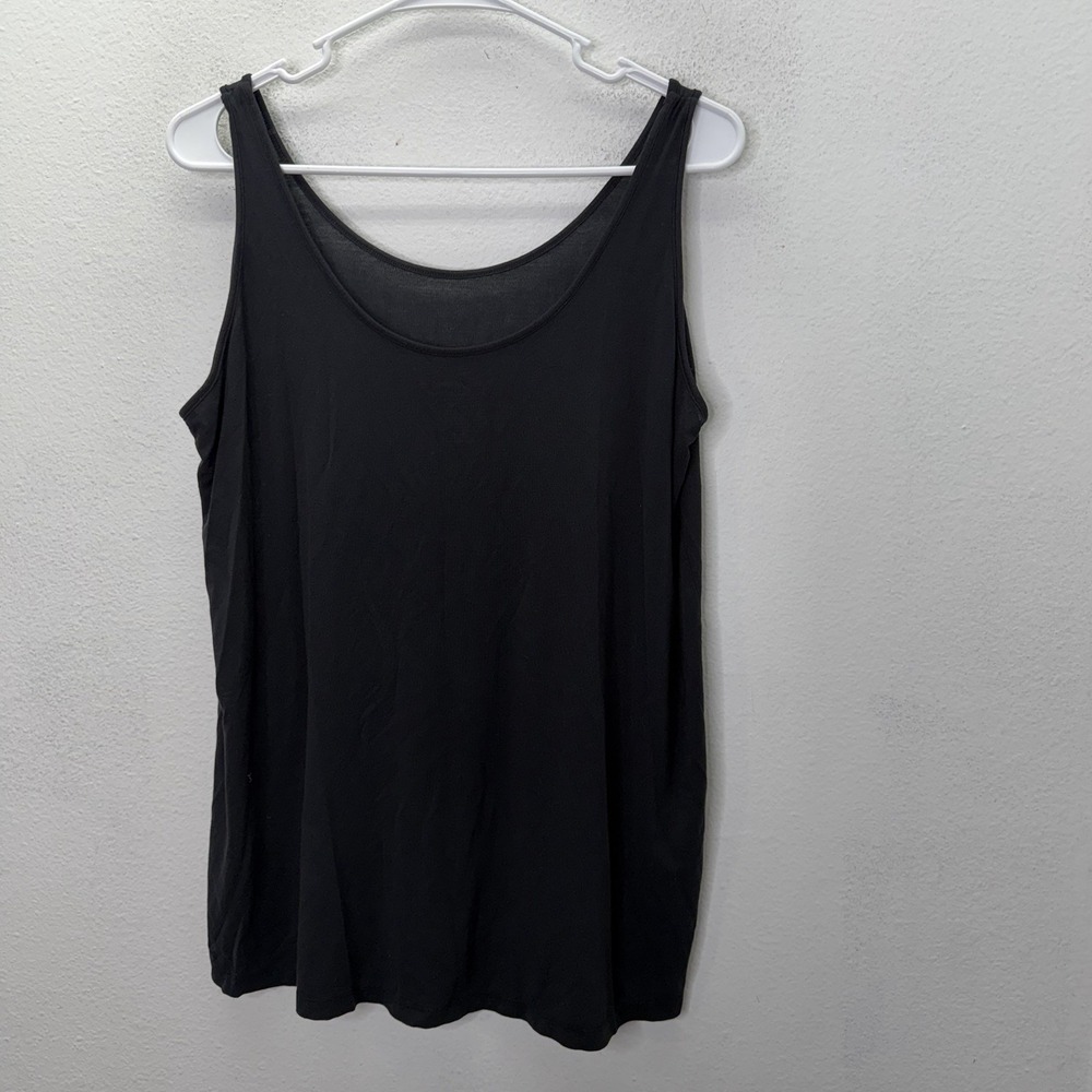 Tommy John Top Womens L Black Second Skin Tank Scoop Neck Sleeveless Solid Knit